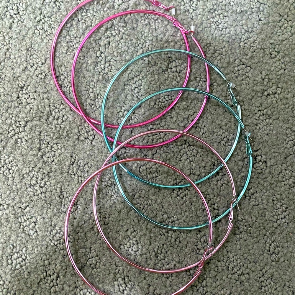 3- Pair Large Hoop Earrings
